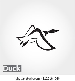 side Flying up duck, goose, swan logo art