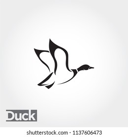 side Flying duck, goose, swan logo art