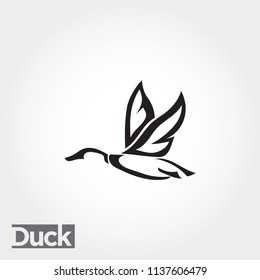 side Flying duck, goose, swan logo art