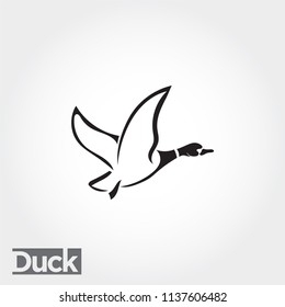 side Flying duck, goose, swan logo art