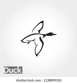 side up Flying duck, goose, swan logo art