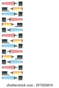 Side Frame with Colored Pencils for scrapbooks, announcements, stationery for back to school.
