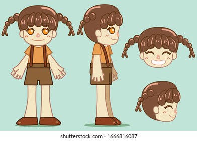 Side and front girl  vecter