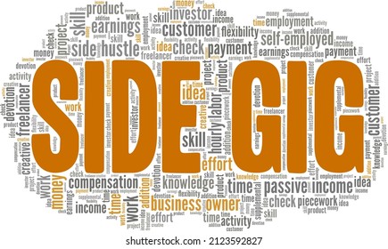 Side Gig Conceptual Vector Illustration Word Cloud Isolated On White Background.