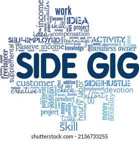 Side Gig Conceptual Vector Illustration Word Cloud Isolated On White Background.