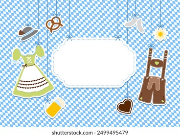 Side Hanging Icons Oktoberfest Green Brown Copy Space Diagonal Diamond Pattern