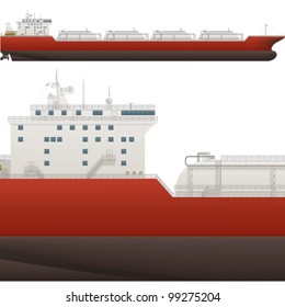 A side high detailed view of a large Gas Tanker saved as an EPS version 10.