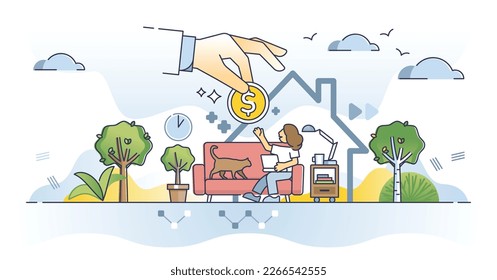 Side hustle and freelance bonus work for additional money outline concept. Extra tasks for money as second job with salary vector illustration. Grow your personal income and wealth with side business