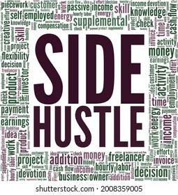 Side Hustle vector illustration word cloud isolated on a white background.
