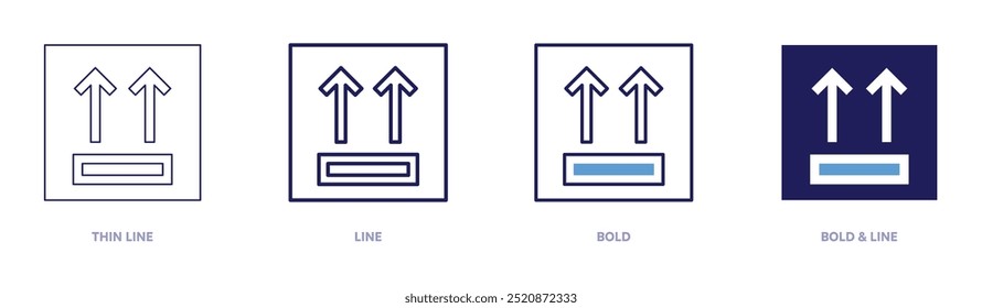 Side up icon in 4 different styles. Thin Line, Line, Bold, and Bold Line. Duotone style. Editable stroke.