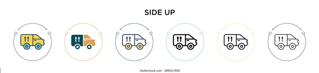 Side up icon in filled, thin line, outline and stroke style. Vector illustration of two colored and black side up vector icons designs can be used for mobile, ui, web