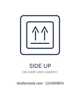 Side up icon. Side up linear symbol design from Delivery and logistic collection.