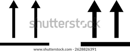 side up icon. Package symbol. Delivery transportation. Way Up Arrows Border icons. Fragile package shipping caution
