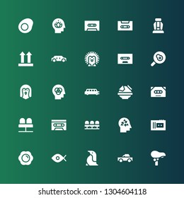 side icon set. Collection of 25 filled side icons included Seat, Pick up, Penguin, Fisheye, Fried egg, Cassette, Head, Seats, Nachos, Limousine, Hedgehog, Side up