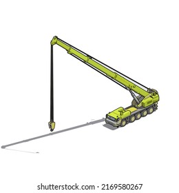 Ilustración lateral de la grúa móvil