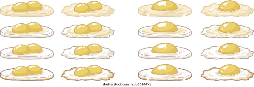 Ilustración lateral de huevos escalfados