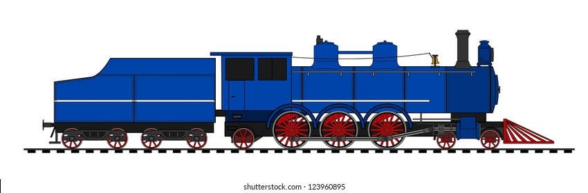 A side illustration of vintage steam locomotive