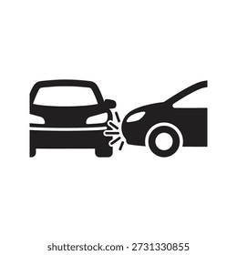 Icono de impacto lateral Ilustración vectorial que muestra dos coches t-bone choque accidente accidente daño accidente accidente accidente de tráfico concepto de peligro aislado elemento de diseño de fondo blanco