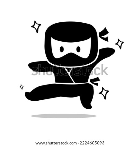 side kick cute ninja on white background vector