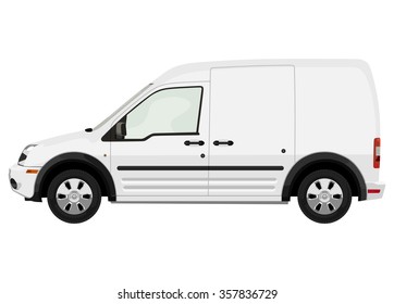 Side Of The Light Commercial Vehicle On A White Background