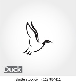 side line art Flying duck, goose, swan logo