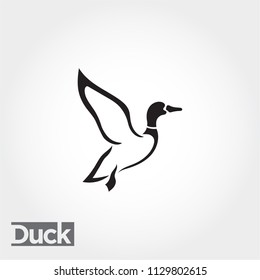 side line art Flying duck, goose, swan logo