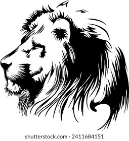 Side lion head line vector