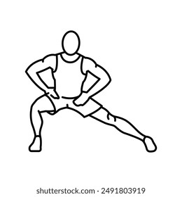 Side lunges line icon. Vector isolated element. Editable stroke.