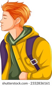 Side of man closing eyes kissing illustration