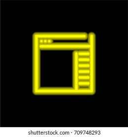 Side Menu yellow glowing neon ui ux icon. Glowing sign logo vector