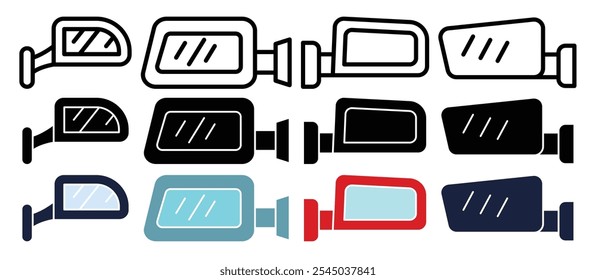 Side mirror icon in black and colored versions.