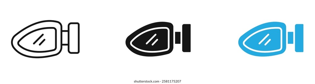 Side mirror icon black white vector outline