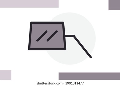 Side mirror icon line filled color concept related vehicle and transportation elements.

