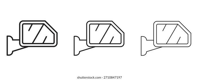 Icono de espejo lateral con estilo de contorno, diseños de Ilustración vectorial