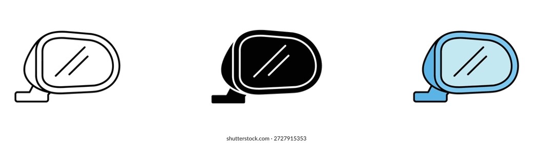 Vector del icono del espejo lateral. seguridad del vehículo y símbolo automotriz. Ilustración vectorial.