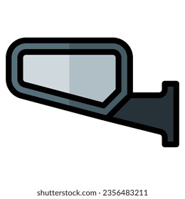 Side mirror. Vector filled line icon of a car or automobile, symbolizing a machine for driving. It is presented in a filled line style, suitable for mobile concepts and web design