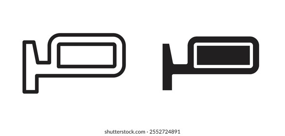 Conjunto de iconos de Vector de espejo lateral negro relleno y estilo delineado.