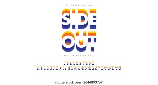 Side Out 3d Pop art effect ColorRetro Vintage Display bold Font alphabet. vector illustrator