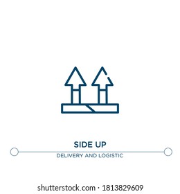 side up outline vector icon. simple element illustration. side up outline icon from editable delivery concept. can be used for web and mobile

