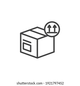 Side up packaging line icon. linear style sign for mobile concept and web design. Cargo parcel logistics outline vector icon. Symbol, logo illustration. Vector graphics