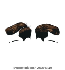 A side part hairstyle with white background