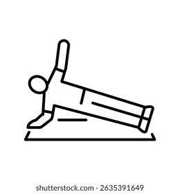 ícone de linha preta de exercício da prancha lateral para projetos digitais e de impressão.  Ícones mínimos de limpeza para aplicativos e sites. Ícones simples modernos para UI UX e branding