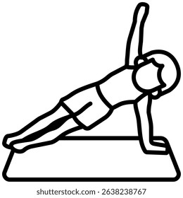 Side Plank Pose Icon Line Vector Illustration