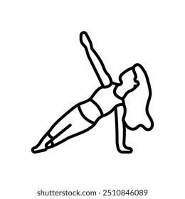 Side Plank Pose Outline Icon, Vector illustration