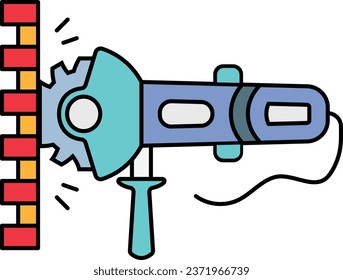 Diseño de iconos en color de vectores laterales o pulidores para máquinas, símbolo Handyman Services, signo de reparación de la casa, ilustración de material para constructores e ingeniería civil, concepto de grañadores de ángulos