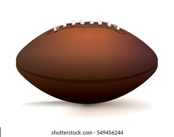 A side profile of an American football sitting isolated on a white background. Vector EPS 10 illustration available.