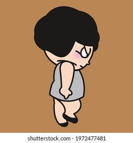 Side Profile Angry Woman Walking Concept Card Character illustration