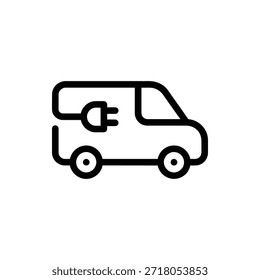 Um perfil lateral de uma van de entrega de carga elétrica moderna em estilo esboço.