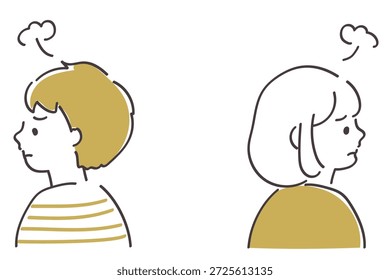 Personas de Perfil lateral frustradas entre sí Conjunto de ilustración – Estilo plano simple