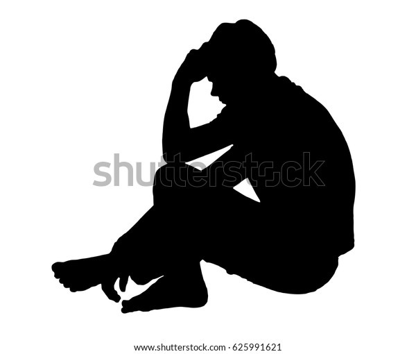 Download Side Profile Portrait Silhouette Depressed Teenage Stock ...